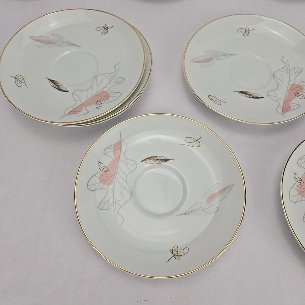 NORITAKE RC 6 in Style 230 Saucers Lot of 9 Gold Trim Atomic Nature Replacement